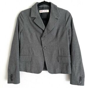 Marni Women’s Dark Academia Asymmetrical Blazer Size 42 Grey US 6